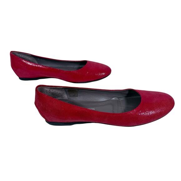 SAS Women's 9N Red Lacey Leather Snakeskin Ballet Flats Shoes Made in Italy - Picture 2 of 8